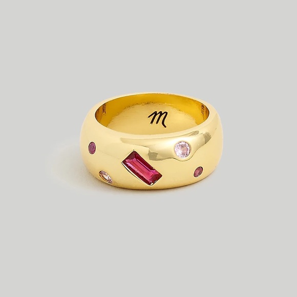 NEW Madewell Crystal-Inlay Chunky Ring in Dragon Fruit Gold Pink Style NO248 - Picture 1 of 7